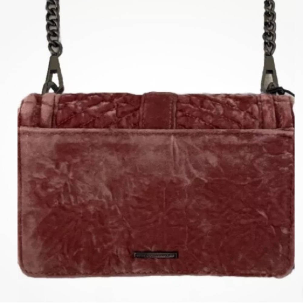 Rebecca Minkoff Chevron Quilted Small Love Crossbody Velvet Soft Pink - Picture 3 of 7